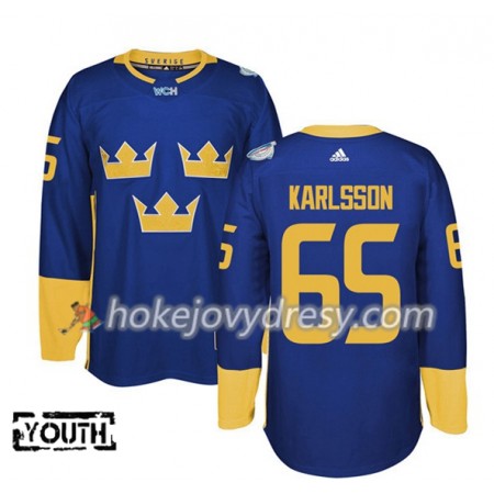 Dětské Hokejový Dres Švédsko Erik Karlsson 65 Světový pohár v ledním hokeji 2016 Nachová Premier